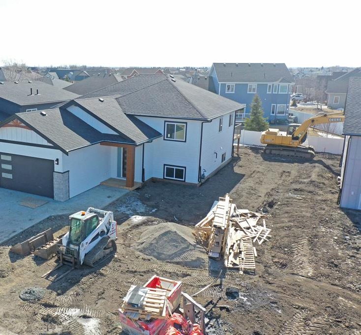 A newly built house with a suite in Fort St. John, landscaping still underway